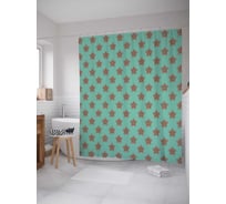 Штора (занавеска) для ванной JoyArty "Звезды на мятном фоне" из сатена, 180х200 см с крючками, sc_29575