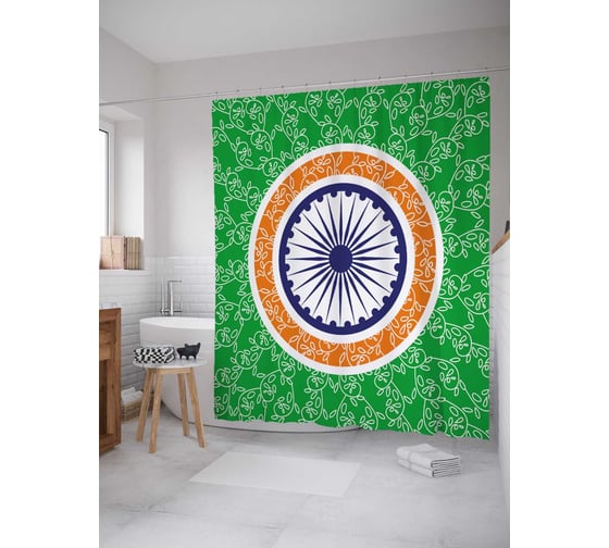 Штора (занавеска) для ванной JoyArty "Красочная линза" из сатена, 180х200 см с крючками, sc_18790 1