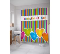 Штора (занавеска) для ванной JoyArty "Радужные сердца" из сатена, 180х200 см с крючками, sc_22886