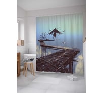 Штора (занавеска) для ванной JoyArty "Время полета" из сатена, 180х200 см с крючками, sc_19134