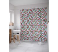 Штора (занавеска) для ванной JoyArty "Небольшие алые цветы" из сатена, 180х200 см с крючками, sc_262028