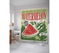 Штора (занавеска) для ванной JoyArty "Арбузное счастье" из сатена, 180х200 см с крючками, sc_13171