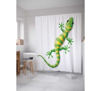 Штора (занавеска) для ванной JoyArty "Спокойная ящерица" из сатена, 180х200 см с крючками, sc_13374