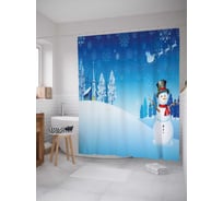 Штора (занавеска) для ванной JoyArty "Лесной снеговик" из сатена, 180х200 см с крючками, sc_20029