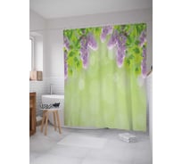 Штора (занавеска) для ванной JoyArty "Мысли под сиренью" из сатена, 180х200 см с крючками, sc_23520