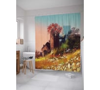 Штора (занавеска) для ванной JoyArty "Чудная долина" из сатена, 180х200 см с крючками, sc_23013