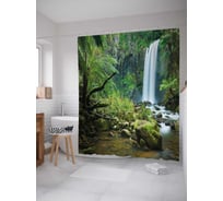 Штора (занавеска) для ванной JoyArty "Райский лес" из сатена, 180х200 см с крючками, sc_18980