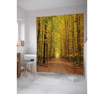 Штора (занавеска) для ванной JoyArty "Теплая осень" из сатена, 180х200 см с крючками, sc_18824