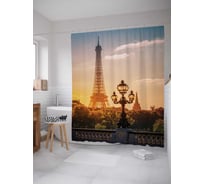 Штора (занавеска) для ванной JoyArty "Закат в Париже" из сатена, 180х200 см с крючками, sc_11778
