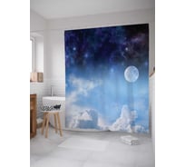 Штора (занавеска) для ванной JoyArty "Лунный полет" из сатена, 180х200 см с крючками, sc_20846