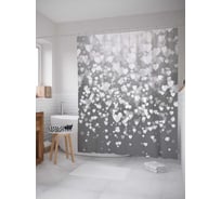 Штора (занавеска) для ванной JoyArty "Дым любви" из сатена, 180х200 см с крючками, sc_11752