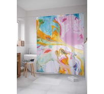 Штора (занавеска) для ванной JoyArty "Красочные брызги" из сатена, 180х200 см с крючками, sc_19444