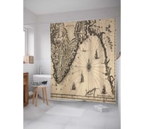 Штора (занавеска) для ванной JoyArty "Древняя карта южной части Норвегии" из сатена, 180х200 см с крючками, sc_13756