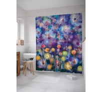 Штора (занавеска) для ванной JoyArty "Красочные одуванчики" из сатена, 180х200 см с крючками, sc_21115