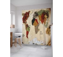 Штора (занавеска) для ванной JoyArty "Креативная картография" из сатена, 180х200 см с крючками, sc_13752