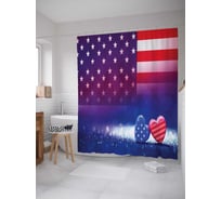 Штора (занавеска) для ванной JoyArty "Американские сердца" из сатена, 180х200 см с крючками, sc_20730