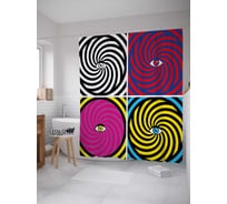 Штора (занавеска) для ванной JoyArty "Цветные спирали с глазом" из сатена, 180х200 см с крючками, sc_18630