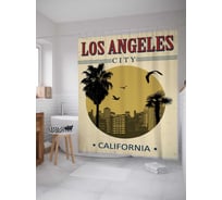 Штора (занавеска) для ванной JoyArty "Романтический Лос-Анжелес" из сатена, 180х200 см с крючками, sc_11244