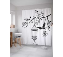 Штора (занавеска) для ванной JoyArty "Волшебная клетка" из сатена, 180х200 см с крючками, sc_20172