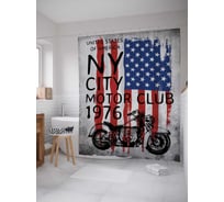 Штора (занавеска) для ванной JoyArty "Мото клуб" из сатена, 180х200 см с крючками, sc_20733