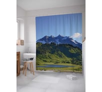 Штора (занавеска) для ванной JoyArty "Горные дали" из сатена, 180х200 см с крючками, sc_20855