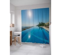 Штора (занавеска) для ванной JoyArty "Опасный бассейн" из сатена, 180х200 см с крючками, sc_12821