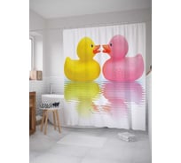 Штора (занавеска) для ванной JoyArty "Милые утята" из сатена, 180х200 см с крючками, sc_23368