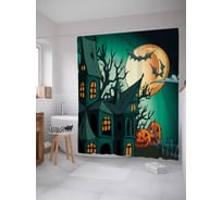Штора (занавеска) для ванной JoyArty "Хэллоуинский вечер" из сатена, 180х200 см с крючками, sc_19410