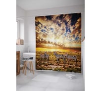 Штора (занавеска) для ванной JoyArty "Зебры наблюдают" из сатена, 180х200 см с крючками, sc_15374