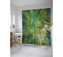 Штора (занавеска) для ванной JoyArty "Лесные мысли" из сатена, 180х200 см с крючками, sc_20666