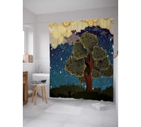 Штора (занавеска) для ванной JoyArty "Звездный лес" из сатена, 180х200 см с крючками, sc_22432