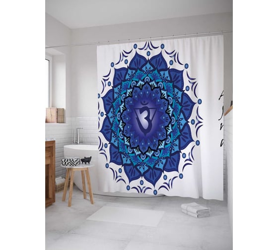 Штора (занавеска) для ванной JoyArty "Аджна чакра" из сатена, 180х200 см с крючками, sc_18762 1
