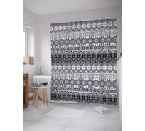 Штора (занавеска) для ванной JoyArty "Старинные полосы с узорами" из сатена, 180х200 см с крючками, sc_13557