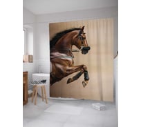 Штора (занавеска) для ванной JoyArty "Смелая лошадь" из сатена, 180х200 см с крючками, sc_16153