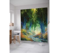 Штора (занавеска) для ванной JoyArty "Сказка пришла в лес" из сатена, 180х200 см с крючками, sc_23001