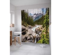 Штора (занавеска) для ванной JoyArty "Зимняя природа" из сатена, 180х200 см с крючками, sc_20746