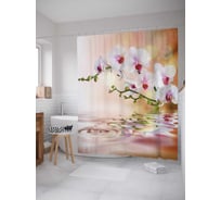Штора (занавеска) для ванной JoyArty "Нежная орхидея" из сатена, 180х200 см с крючками, sc_2601