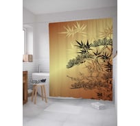 Штора (занавеска) для ванной JoyArty "Сонное дерево" из сатена, 180х200 см с крючками, sc_17865