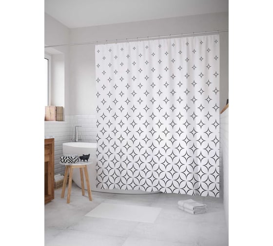 Штора (занавеска) для ванной JoyArty "Звездные увеличения" из сатена, 180х200 см с крючками, sc_18414 1