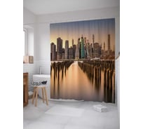 Штора (занавеска) для ванной JoyArty "Центральная река" из сатена, 180х200 см с крючками, sc_19862