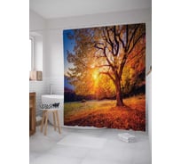 Штора (занавеска) для ванной JoyArty "Дерево в солнечных лучах" из сатена, 180х200 см с крючками, sc_19681