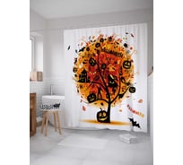 Штора (занавеска) для ванной JoyArty "Хеллоуинское древо" из сатена, 180х200 см с крючками, sc_18795