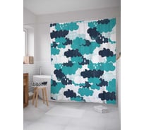 Штора (занавеска) для ванной JoyArty "Облачная маскировка" из сатена, 180х200 см с крючками, sc_19771