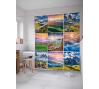 Штора (занавеска) для ванной JoyArty "Природный коллаж" из сатена, 180х200 см с крючками, sc_18461