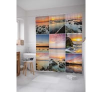 Штора (занавеска) для ванной JoyArty "Морской рассказ" из сатена, 180х200 см с крючками, sc_18472