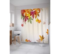 Штора (занавеска) для ванной JoyArty "Парящие листья" из сатена, 180х200 см с крючками, sc_18828