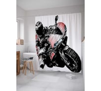 Штора (занавеска) для ванной JoyArty "Гонщик профи" из сатена, 180х200 см с крючками, sc_18234