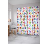 Штора (занавеска) для ванной JoyArty "Радужные ладони" из сатена, 180х200 см с крючками, sc_20927