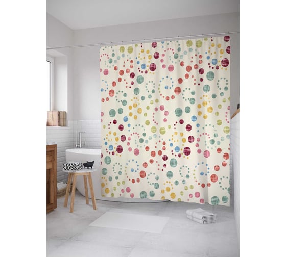 Штора (занавеска) для ванной JoyArty "Спиральные движения" из сатена, 180х200 см с крючками, sc_21387 1