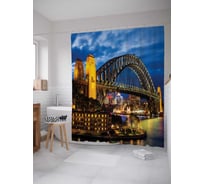 Штора (занавеска) для ванной JoyArty "Отель под мостом" из сатена, 180х200 см с крючками, sc_20171